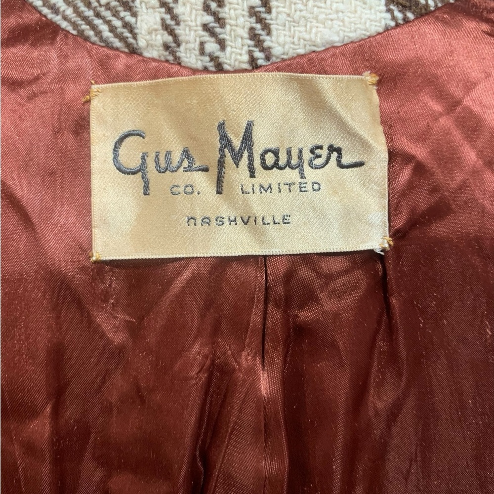Vntg 50’s Gus Mayer Volup Brown Plaid Double-Breasted Pea Coat sz XL - Picture 9 of 11